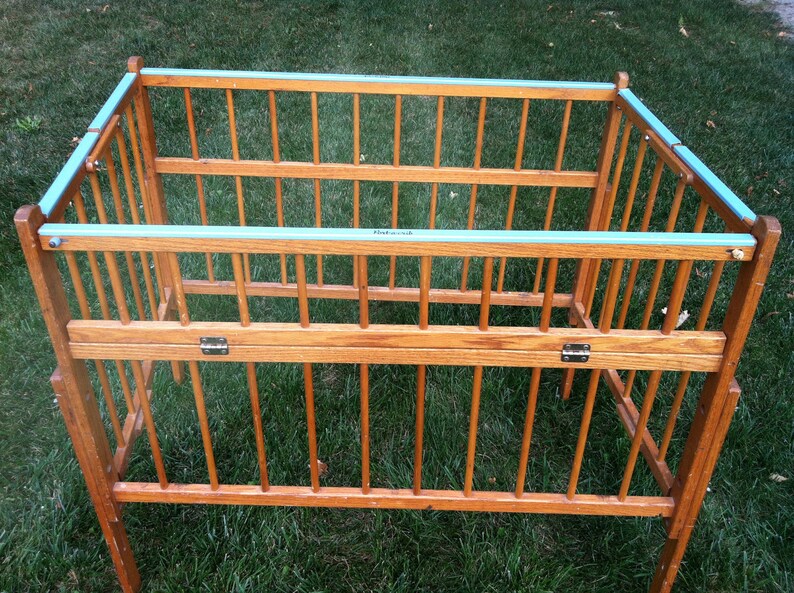 Vintage Wood Portable Crib by Port A Crib Etsy