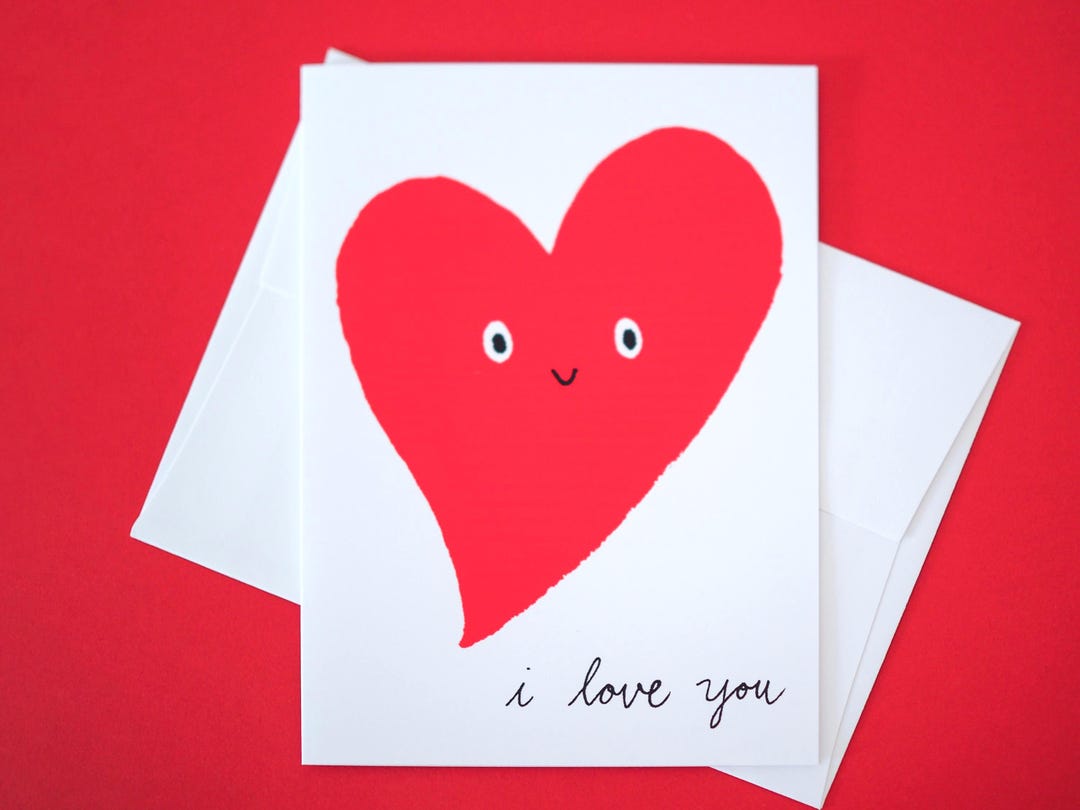 Red Heart Valentine's Day Card: I Love You Greeting Card - Etsy