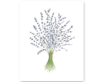 ラベンダーのウォールアート | ボタニカルプリント | ファームハウスキッチンデコレーション | 紫の花のアート