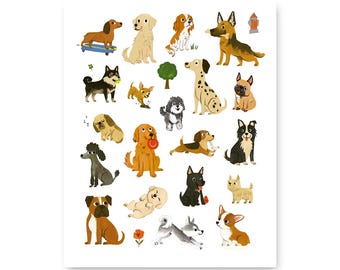犬種のウォールアート | 人気の犬のプリント | ペット愛好家向けデコレーション | 子犬コレクションアート