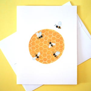 Honey Bee Greeting Card | Bee Garden Note Card | Honeycomb Thank You Card | Sweet Bee Card