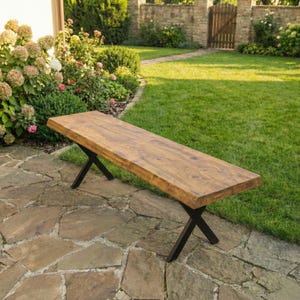 Handcrafted Wooden Bench,Natural Bench, With Additional Shelf