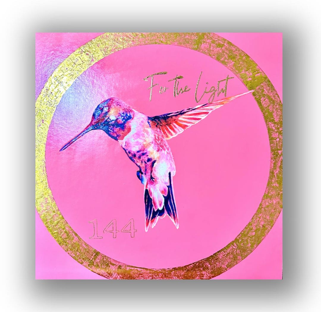 Original Mystical Oil Painting – Hummingbird Image With Golden Geometry ...