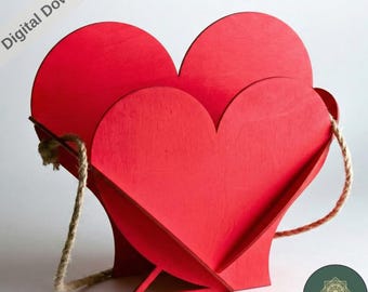 Heart Shape Gift Box Laser Cut SVG DXF | Valentine File