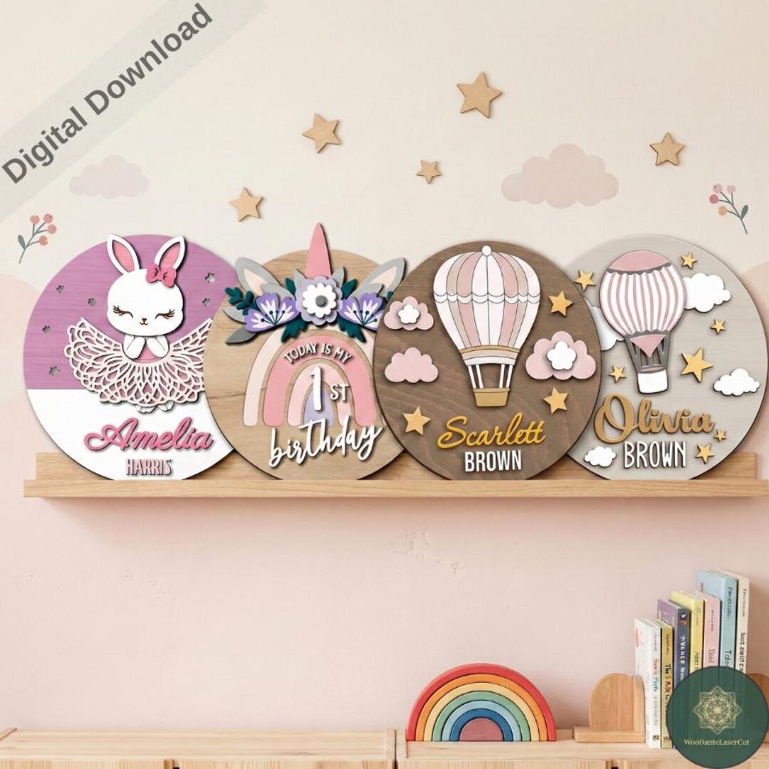 Baby Name Sign SVG Bundle – Laser Cut Nursery Designs - Etsy