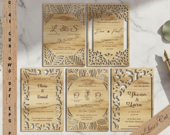 Wedding Invitation Laser Cut Set | Wooden MDF & Plywood CNC Files