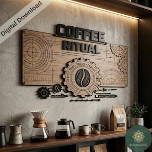 Kafferitual Väggkonst Laserskuren SVG DXF | Köksinredning