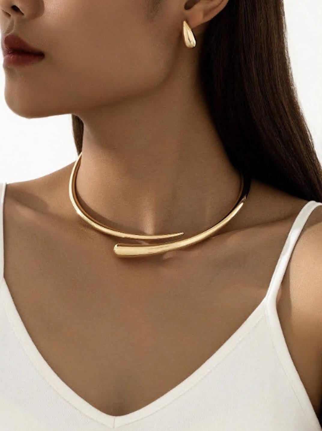 NWT Gold Minimalist Open Collar Choker Necklace Amazon.com: Egfyqzbryn Simple Open Choker Necklace Simple  main image 4