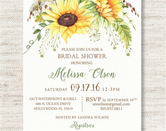 Sunflower  Bridal SHOWER INVITATION Wedding Shower Invitation Printed or Digital/Printable File/Click on "Item Details"