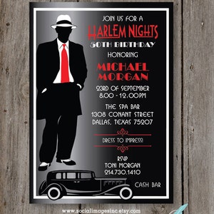 Harlem Nights Birthday Party Invitation PRINTED 5 X 7 #1989