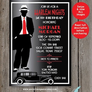 Harlem Nights Birthday Party Invitation  DIGITAL FILE #1989