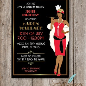 Harlem Nights Birthday Party Invitation  DIGITAL FILE #1989