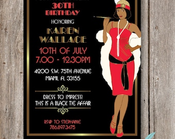 Harlem Nights Birthday Party Invitation DIGITAL FILE