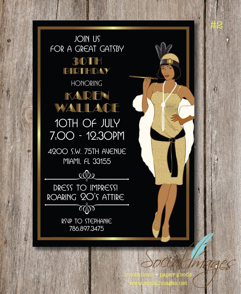 Great Gatsby Birthday Party Invitation DIGITAL FILE Etsy