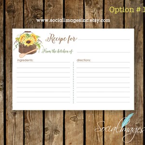 BRIDAL SHOWER RECIPE Card //Digital/Printable File