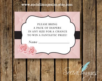 Chic Designer Inspired BABY SHOWER Diaper Raffle Card // Printed  CC819