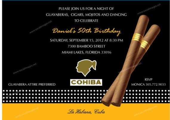 Cigar Box Label Party Invitation Qty 25 100 Pricing Etsy