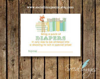 BOOK  Theme BABY SHOWER Diaper Raffle Card // Printed