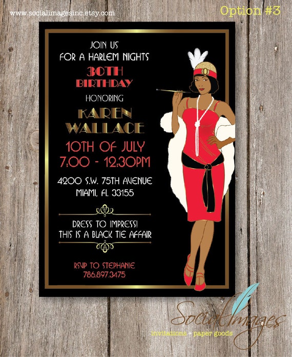 Harlem Nights Birthday Party Invitation Printed Etsy