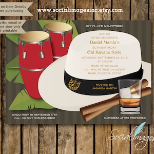 Havana Nights Style - BONGOS Party Invitation - EVITE DIGITAL File, 1957
