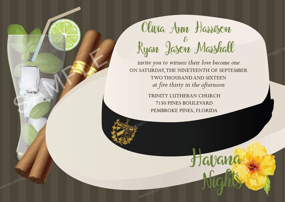 Havana Nights Wedding Invitation Qty 80 With Matching Labels Etsy