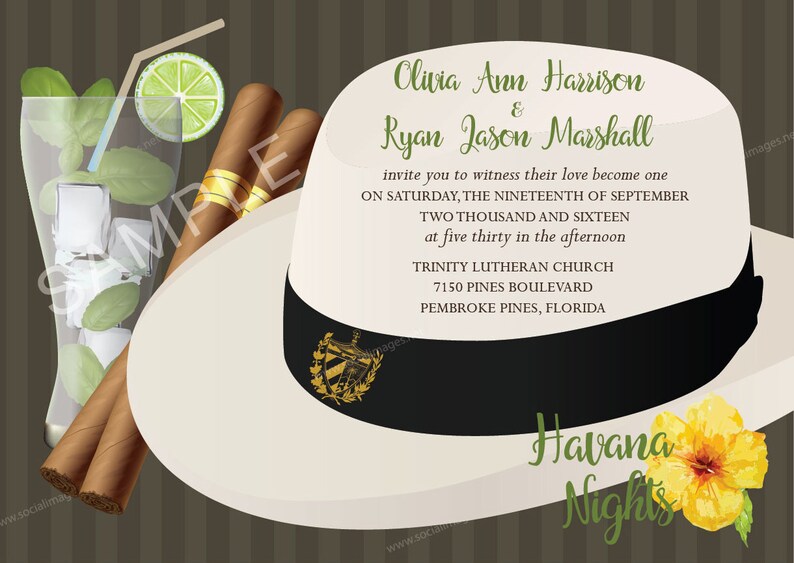 Havana Nights Wedding Invitation Qty 80 With Matching Labels Etsy