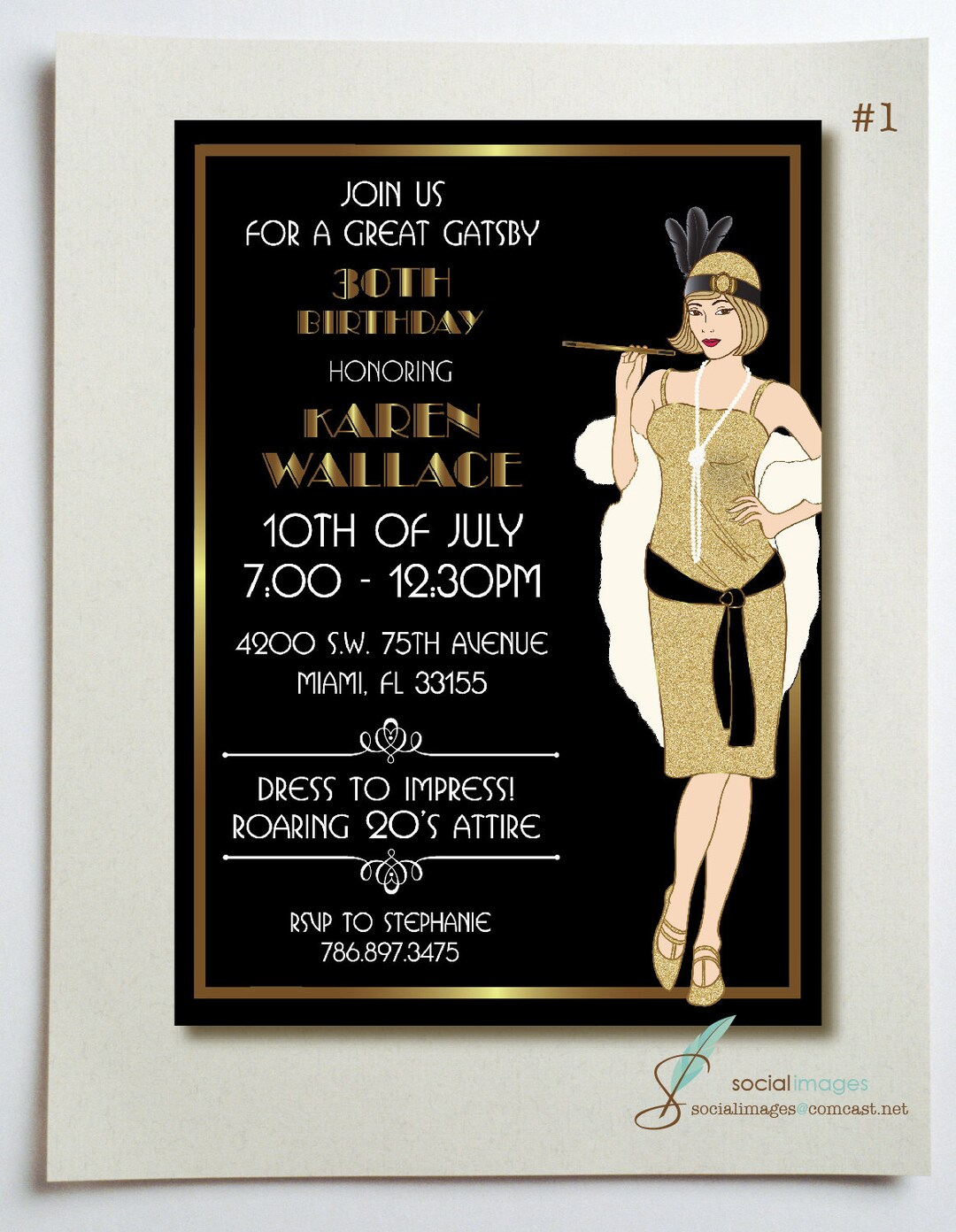 Great Gatsby Birthday Party Invitation // PRINTED Etsy Canada
