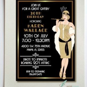 Great Gatsby Birthday Party Invitation  // PRINTED