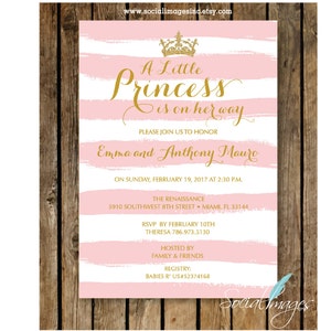 A Little PRINCESS Baby Shower INVITATIONS // Princess Party // Baby Girl Shower Invite //  Printable  or Printed
