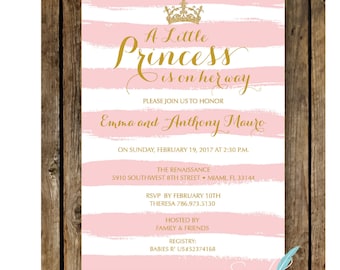 A Little PRINCESS Baby Shower INVITATIONS // Princess Party // Baby Girl Shower Invite //  Printable  or Printed