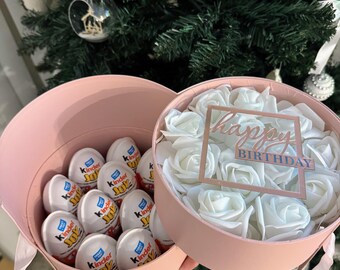 Romantic Gift Box with Roses and Chocolates, Personalized Birthday or Anniversary Gift, Handmade Keepsake Box