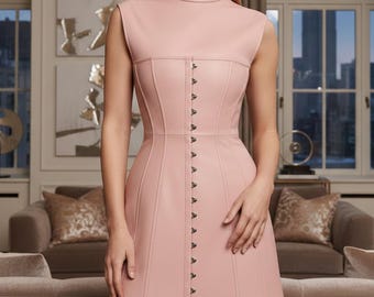 blush leather dress Wanting Me Back Faux Leather Mini Dress