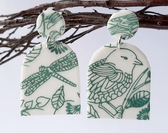 Pendientes de arcilla polimérica poste de impresión de naturaleza