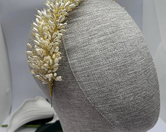 Conjunto de peinetas de novia con hojas de perlas, accesorio de boda con alambre dorado, tocado elegante.