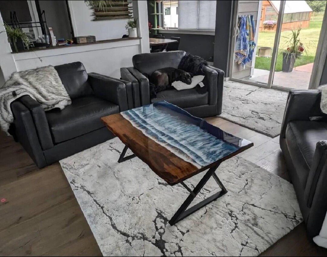 Custom Resin Ocean Wave Epoxy Resin Coffee Table Epoxy Dining Table ...