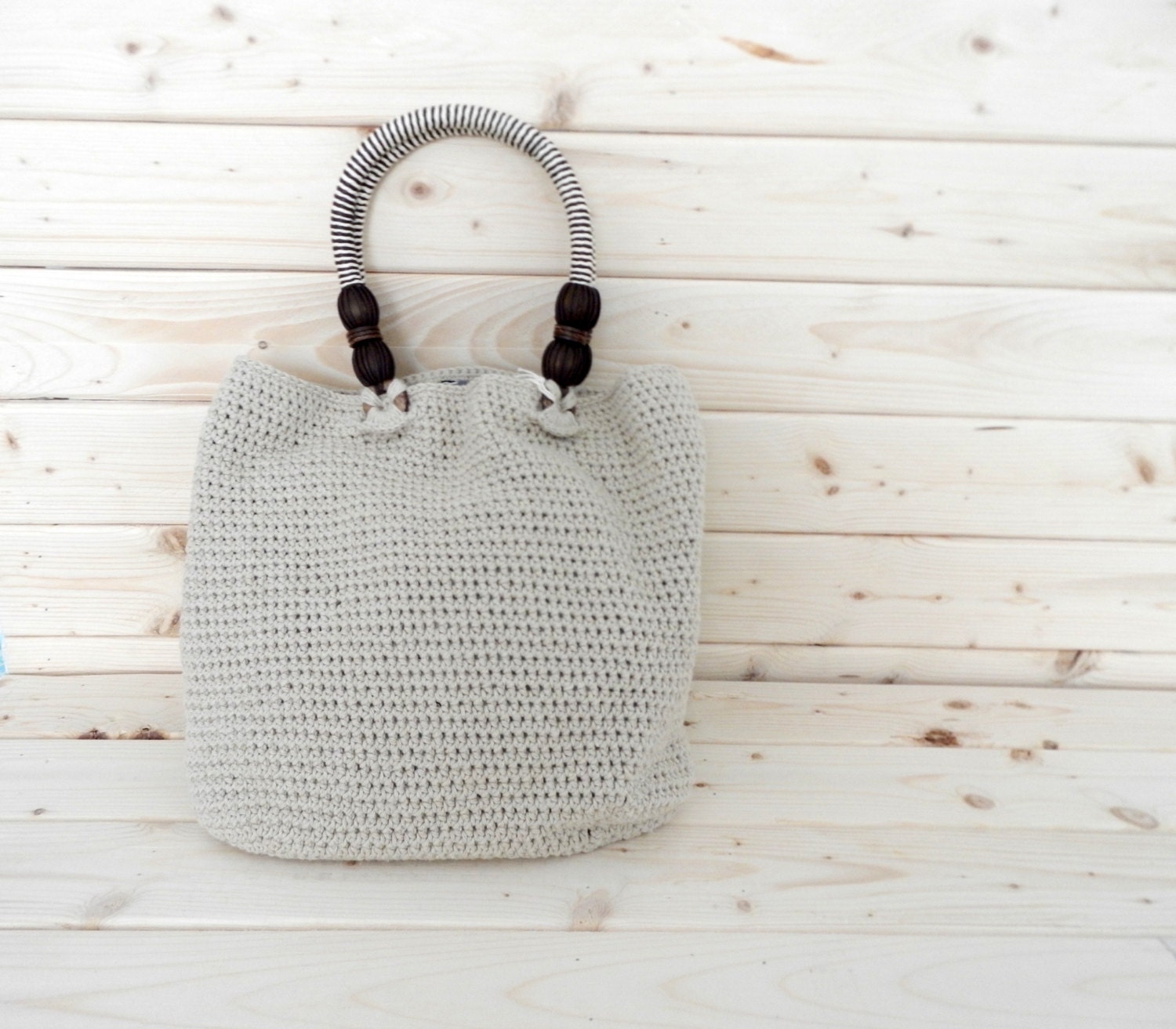 Crochet natural tote handmade crochet purse with recycled | Etsy