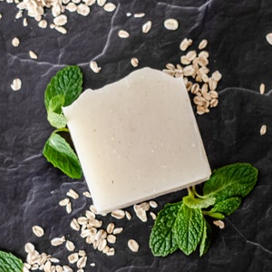 Peppermint Oatmeal Handcrafted Soap, Cold Process, All Natural, Vegan image 2
