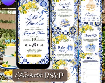 Lemon Baby Shower Website Invitation,  Mediterranean Theme, Editable Canva (Digital Download)