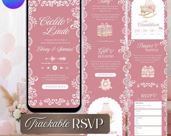 Pink Cielito Lindo Baby Shower Website Invitation, Mexican Theme, Editable Canva (Digital Download)