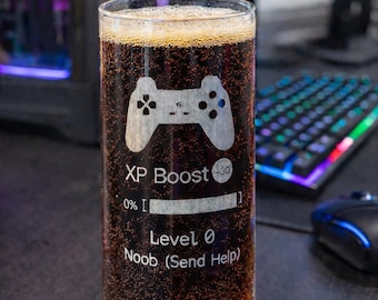 XP Boost Gamer Glass - Funny Video Game Desk Cup