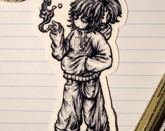 Smoke girl vinyl sticker.