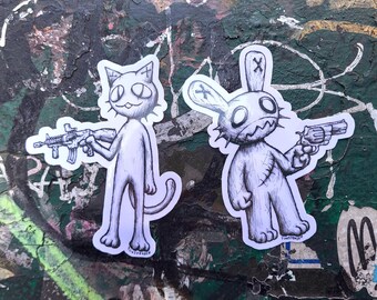 Cat and Rabbit Buddies Stickers