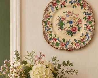 Plato de postre vintage Simlay con estampado floral chintz – Hecho en Inglaterra
