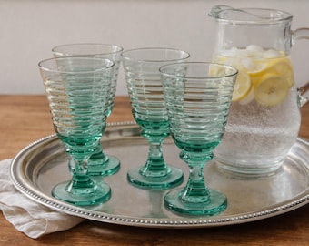 ヴィンテージ Libbey Sirrus スペイン グリーン ゴブレット 4個セット