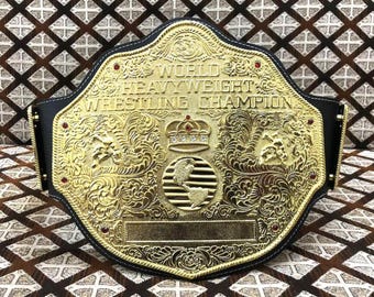 Réplica do Cinturão de Campeão Mundial Peso Pesado Big Gold – Cinturão de Luta Livre Premium em Couro, Tamanho Adulto, Cinturão de Campeão Personalizado para Presente