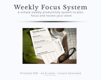 Weekly Focus System/Weekly Productivity Planner PDF