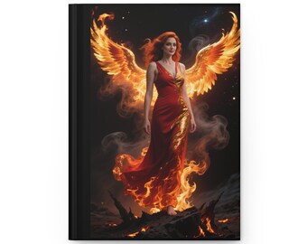 Phoenix Journal, Rise From the Ashes Hardcover Writing Notebook, Fire Bird Art, Inspirational Gift for Writer