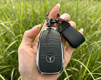 Mercedes-Benz sleutelhangerhoes met sleutelhanger, premium autosleutelhoes en beschermhoes voor Mercedes