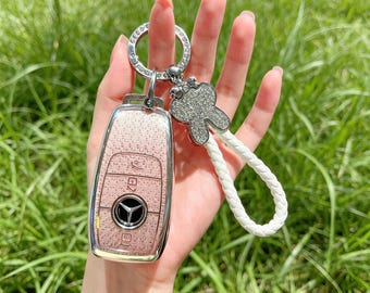 Funda para llave de Mercedes, estuche premium para llave de coche, accesorios para coche, organizador de llaves, con llavero, regalo