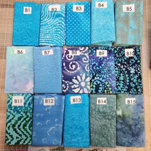 Indonesian Batik Fat Quarter - 18"x22" Handmade Premium Cotton Fabric - Tight Weave FQ - Assorted Coordinated Prints - Individual FQ's (#B)